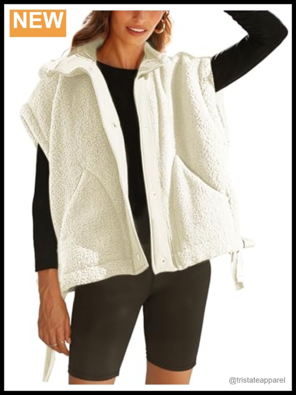 Women's Fleece Vest Sleeveless Button Down Winter Warm Sherpa Jacket with